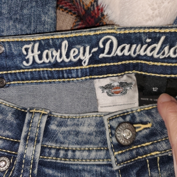 HARLEY DAVIDSON EMBELLISHED SIZE 12 WOMENS JEANS - Picture 6 of 9